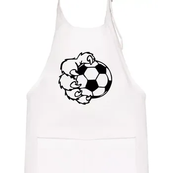 Kuchyňská zástěra Medvědí tlapa fotbal - Dětská zástěra na vaření - Univerzální velikost ( Bílá )