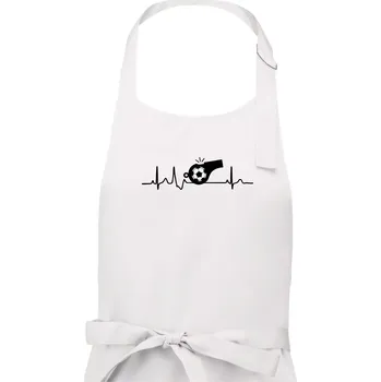 Kuchyňská zástěra EKG fotbal rozhodčí a píšťalka - Pánská zástěra na vaření - Univerzální velikost ( Bílá )