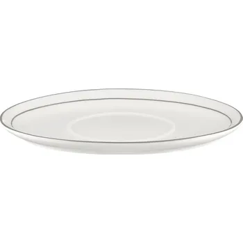 Talíř AMBITION Aura Silver 20,5 x 12,2 cm - talířek / podšálek pod omáčkovou misku z porcelánu