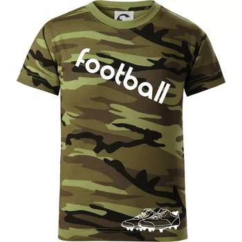 FOOTBALL nápis šikmo - Dětské maskáčové triko - 134 cm/8 let ( Zelený maskáč )