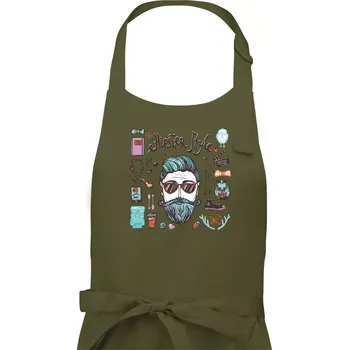 Kuchyňská zástěra Hipster style - Pánská zástěra na vaření - Univerzální velikost ( Khaki )