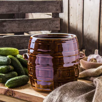 Zelák Kameninový sud na nakládání zelí a okurek KRYSTYNKA VELKÁ BRONZOVÁ 4,5 l