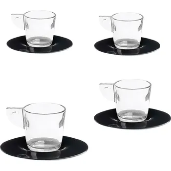 Šálky na espresso s podšálky OMADA EAT POP černé 100 ml 4 ks