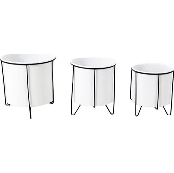 Obal na květináč Ocelové květináče na stojanu SWEN ONE bílé 3 ks