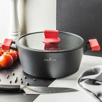 Hrnec ZWIEGER Obsidian černý 5,5 l - hliníkový hrnec s pokličkou