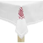 Polyesterový ubrus na stůl JEDEKA FLORENCIE SRDCE bílý 110 x 160 cm
