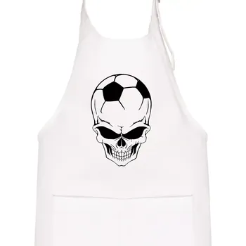 Kuchyňská zástěra Fotbal lebka míč - Dětská zástěra na vaření - Univerzální velikost ( Bílá )