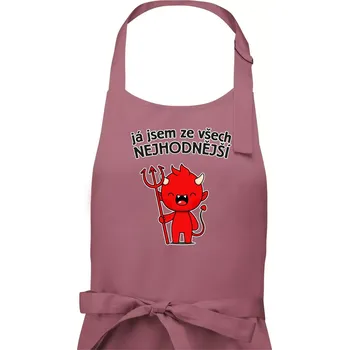 Kuchyňská zástěra Já jsem ze všech nejhodnější - Pánská zástěra na vaření - Univerzální velikost ( Starorůžová )