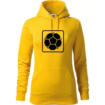 Dámská mikina Fotbalový míč emblem - Mikina dámská Cape s kapucí - S ( Žlutá )