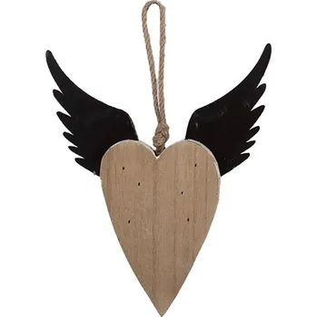 Dekorace závěsné srdce s andělskými křídly Angel Rustic S - 17*3*20 cm