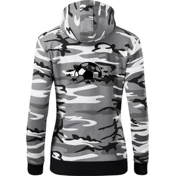 Dámská mikina Liga mistrů míč - Dámská mikina trendy zipper s kapucí - XL ( Šedý maskáč )