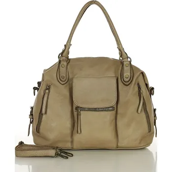 Kabelka GENUINE LEATHER Kožená kabelka Mazzini M1M89 béžová