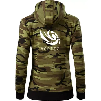 Dámská mikina Vortex logo jednobarevné - Dámská mikina trendy zipper s kapucí - 2XL ( Zelený maskáč )