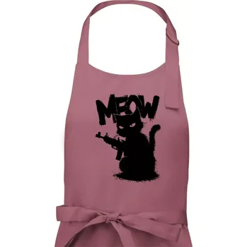 Kuchyňská zástěra Meow kočka se zbraní - Pánská zástěra na vaření - Univerzální velikost ( Starorůžová )