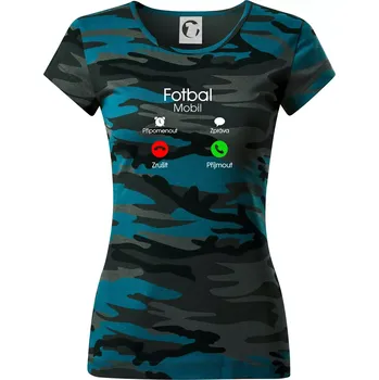 Fotbal volá - Dámské maskáčové triko - M ( Petrolejová maskáč )