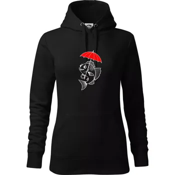 Dámská mikina Ryba s deštníkem - Mikina dámská Cape s kapucí - XL ( Černá )
