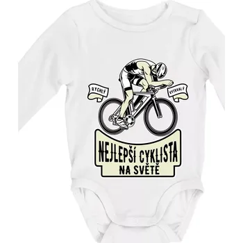 Nejlepší cyklista na světě - Body kojenecké s dlouhým rukávem - Dlouhý r. do 3 měs ( Bílá )