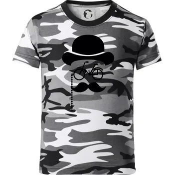 Chlapecké tričko Mustache kolo - Dětské maskáčové triko - 146 cm/10 let ( Šedý maskáč )