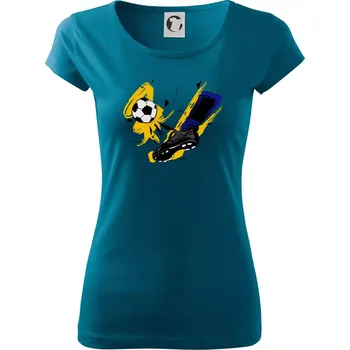Dámské tričko Kopačka s míčem - Dámské triko Pure - S ( Petrolejová )