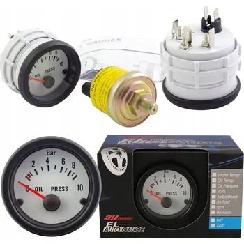 autokoberec UKAZATEL TLAKU OLEJE bílý ciferník VDO hodiny MD