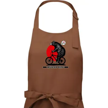 Kuchyňská zástěra MTB medvěd - Pánská zástěra na vaření - Univerzální velikost ( Kakaová )