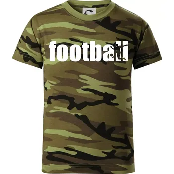 Football nápis - Dětské maskáčové triko - 146 cm/10 let ( Zelený maskáč )