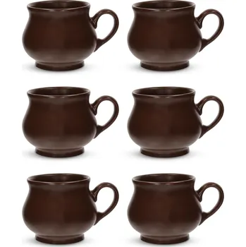 Kameninové hrnky na svařené víno s uchem KERA CERAMIKA JUHAS hnědé 300 ml 6 ks