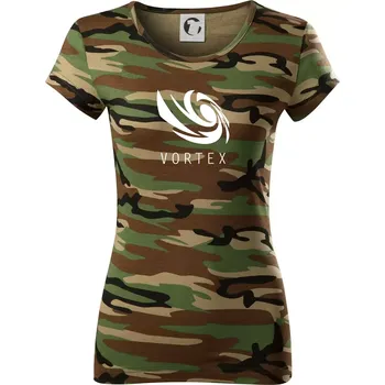 Dámské tričko Vortex logo jednobarevné - Dámské maskáčové triko - XL ( Hnědý maskáč )