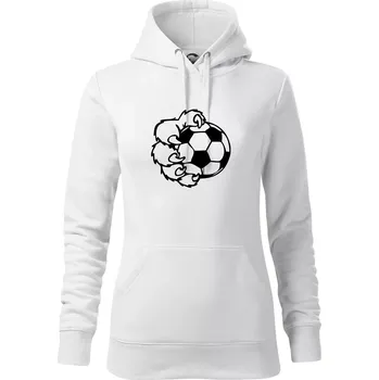 Dámská mikina Medvědí tlapa fotbal - Mikina dámská Cape s kapucí - S ( Bílá )