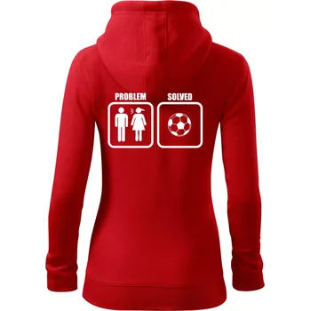 Dámská mikina Problém fotbal - Dámská mikina trendy zipper s kapucí - M ( Červená )