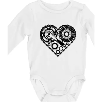Srdce plné cyklo dílů - Body kojenecké s dlouhým rukávem - Dlouhý r. do 3 měs ( Bílá )