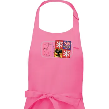 Kuchyňská zástěra ČR znak na ledě - Pánská zástěra na vaření - Univerzální velikost ( Růžová )