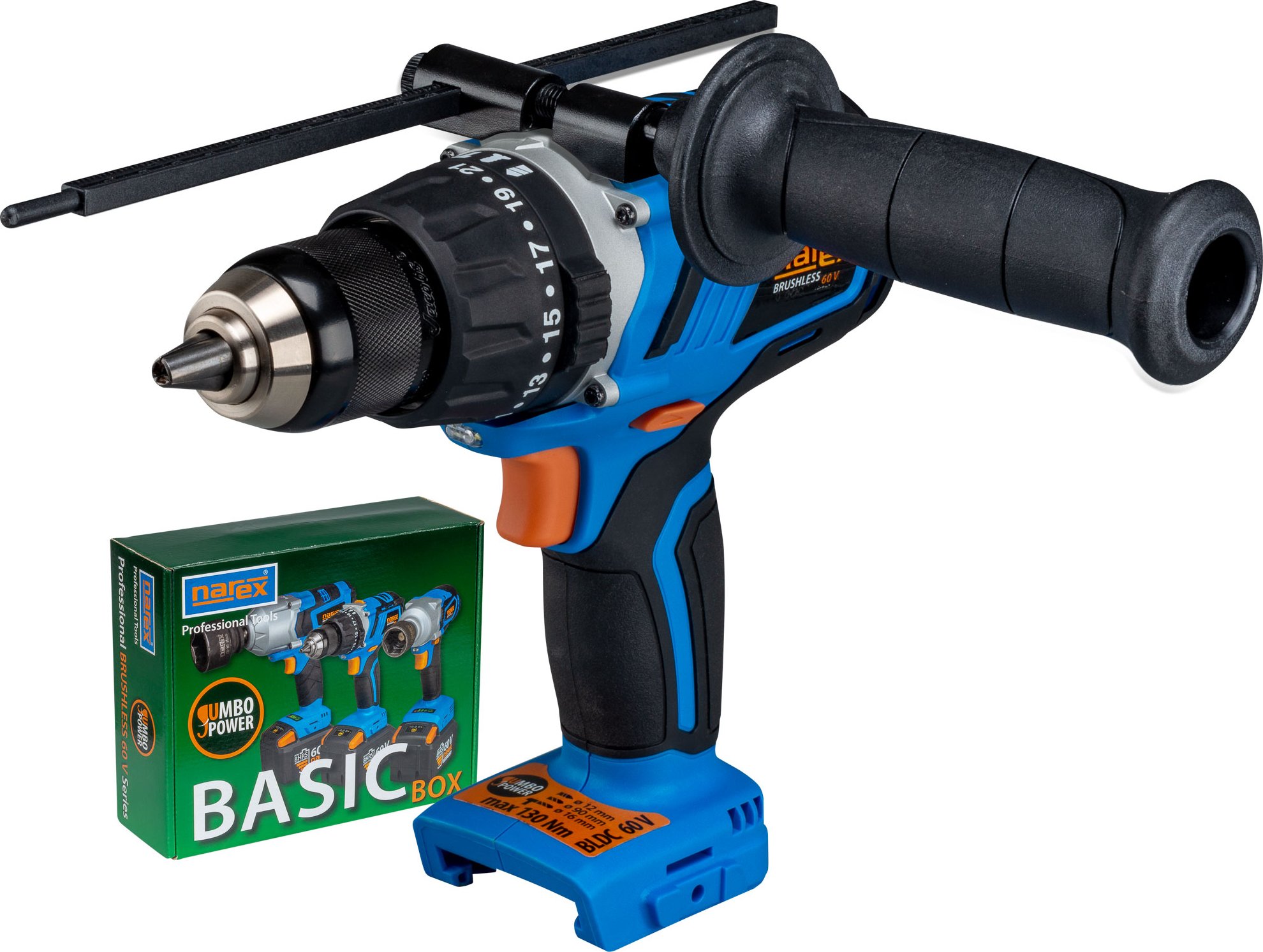 Aku příklepový šroubovák Narex ASP 600-2B, 60V, 130Nm Basic Box