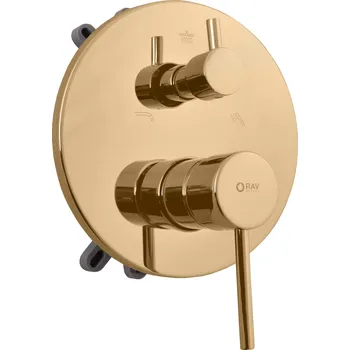 Vodovodní baterie SEINA - Vanová/Sprchová baterie podomítková 2-cestná s tělesem a s boxem, Zlatá - lesklá SE985BOXZ, RAV Slezák