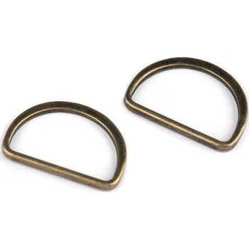 Kabelka Polokroužek plochý staromosaz 30mm (Polokroužek na textilní pásky šíře 30 mm plochý)