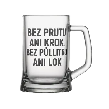 Sklenice Půllitr s pískovaným motivem "Bez prutu ani krok" (Půllitr pro rybáře s pískovaným motivem "Bez prutu ani krok", skleněný)