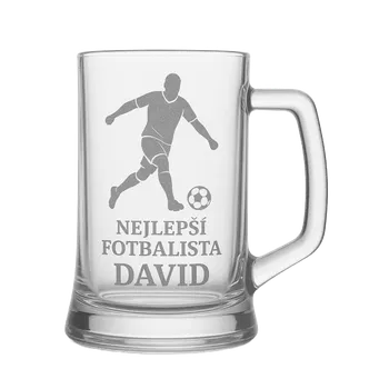 Sklenice Půllitr s pískovaným motivem Nejlepší fotbalista (Půllitr pro sportovce s pískovaným motivem Nejlepší fotbalista, skleněný)