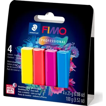 Modelovací hmota FIMO professional sada 4 barvy 25 g TRUE COLOURS v balení 4 barevných bloků FIMO po 25g. (žlutá, červená, modrá, zelená)