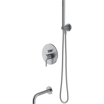 Vodovodní baterie OMNIRES Y - Vanová baterie pod omítku, 3-otvorová instalace, s tělesem, s příslušenstvím, kartáčovaný nikl SYSYW01NI