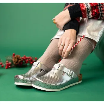 Dámská zdravotní obuv Leon 4250 Dámská uzavřená korková pracovní obuv - Perlová Velikost: 36