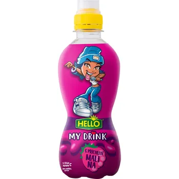 Limonáda Ovocné pitíčko HELLO My Drink 330 ml MALINA (Ovocný nápoj v PET lahvi pro děti / s příchutí MALINA)