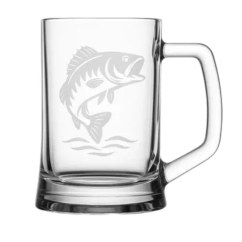 Sklenice Půllitr s pískovaným motivem ryby (Půllitr pro rybáře s pískovaným motivem, skleněný)