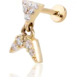 Lillian Vassago Zlatý piercing labreta s motivem ploutve se zirkony LLV92-GPI067LB