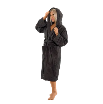 Dámský župan Dámský bavlněný župan s kapucí, Hořká čokoláda XL