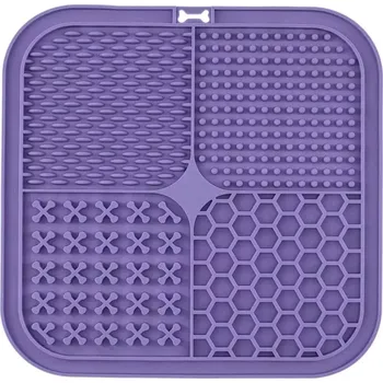 Miska pro psa Čtvercová lízací podložka pro psy a kočky 20cm - šeřík