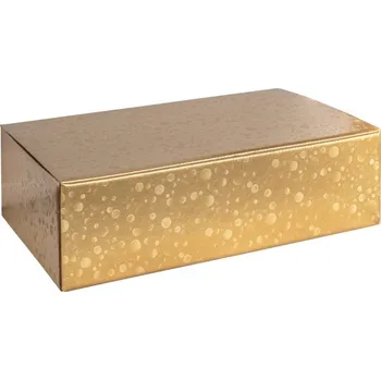 Krabice dárková na 2 láhve 340x180, v.95mm (zlatá s kruhy) 1 ks/krabička