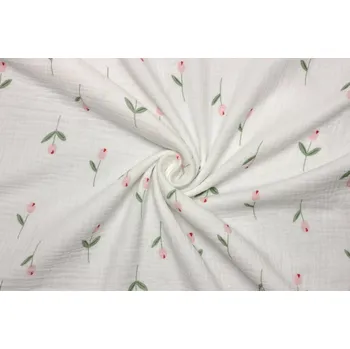 Dvojitá gázovina | mušelín - Květinový vzor tulipán