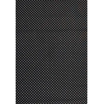 Bavlněná česká látka šíře 160cm - bílý puntík 2mm na černé (50cm)