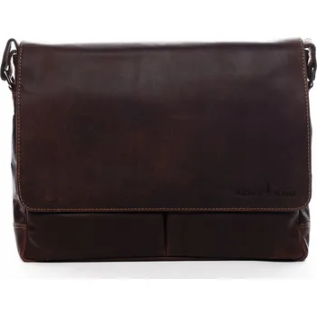 Pánská aktovka Velká kožená pánská pracovní taška Géraldine Green Wood hnědá