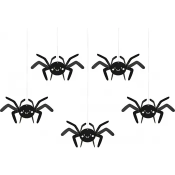 Party dekorace Papírové dekorace pavouci černí 27x17 cm – sada 5 ks na zavěšení